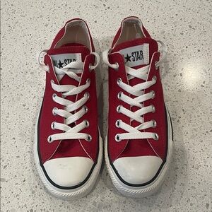 Converse Red Canvas Shoes with White Accents
